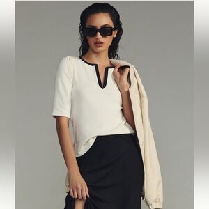 Anthropologie Maeve split-neck top